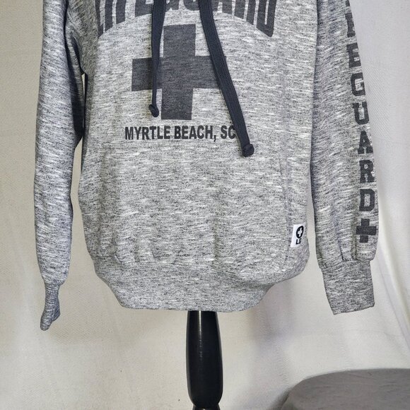 Popularity Products Lifeguard Myrtle Beach SC Cotton Poly Grey Black LS Hoodie S - Picture 5 of 16